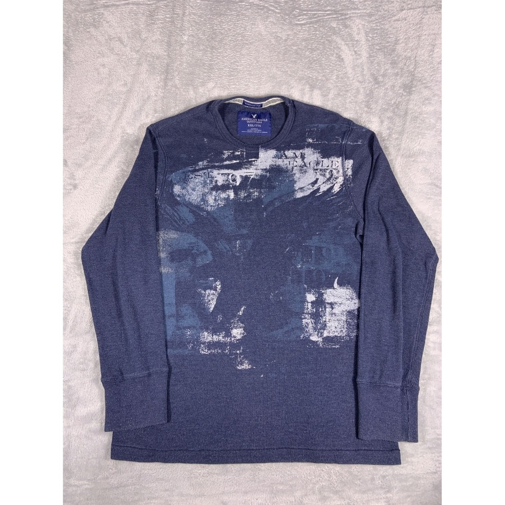 American Eagle Outfitters T-Shirt Mens XXL Navy Blue Crew Neck Long Sleeve